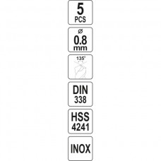 YATO Set 5 burghie pentru gaurit metal, diametru 0..
